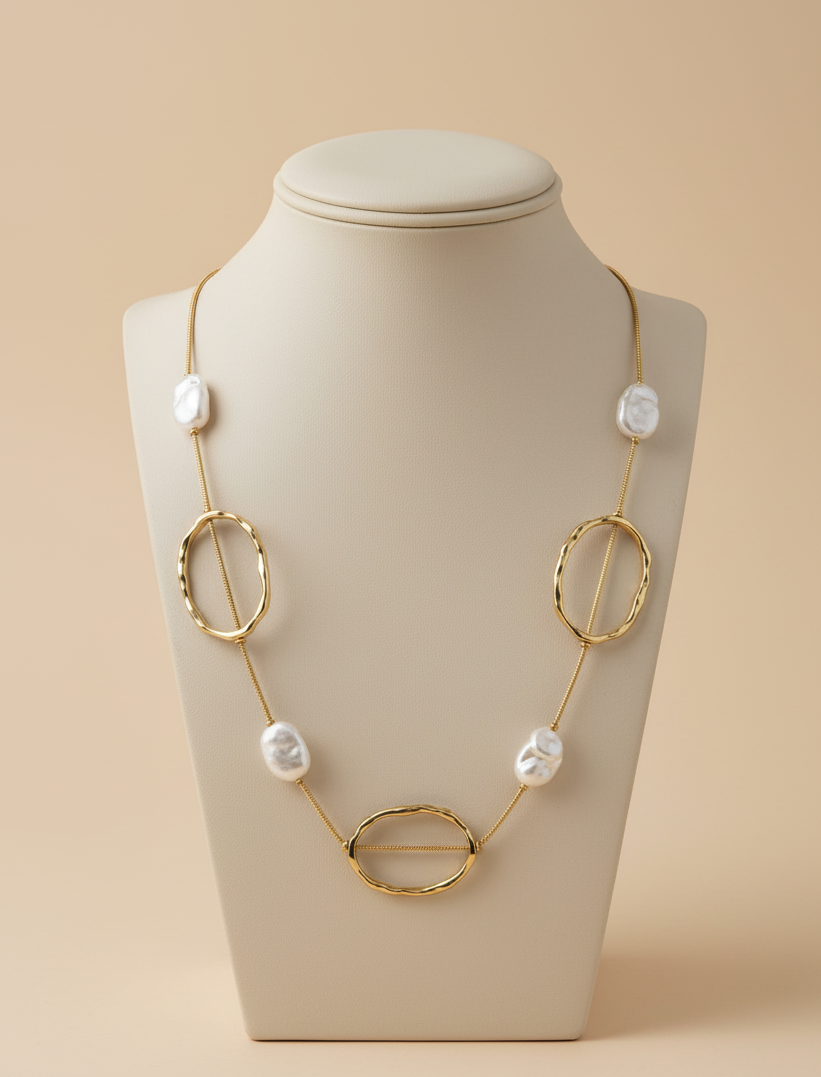 COLLAR ÉBANO Y PERLA ELEGANTE