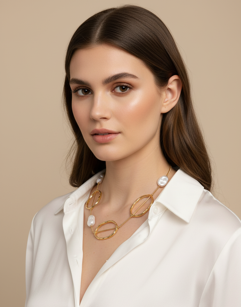 COLLAR ÉBANO Y PERLA ELEGANTE
