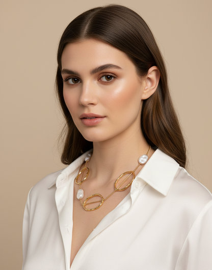 COLLAR ÉBANO Y PERLA ELEGANTE